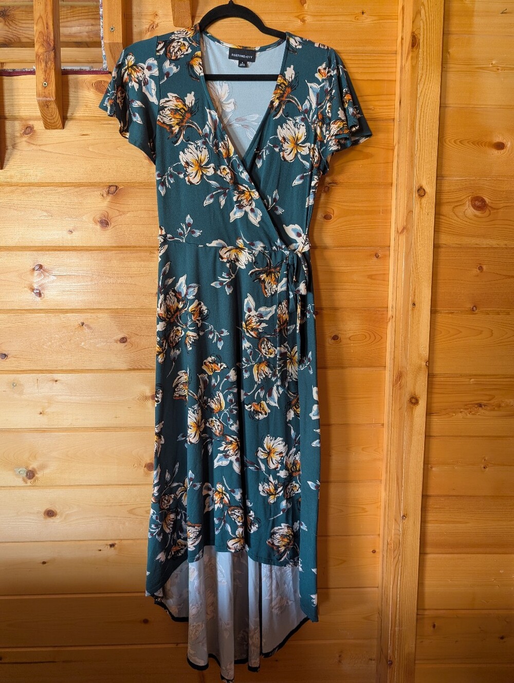 Green Floral Knit High Low Maxi Dress